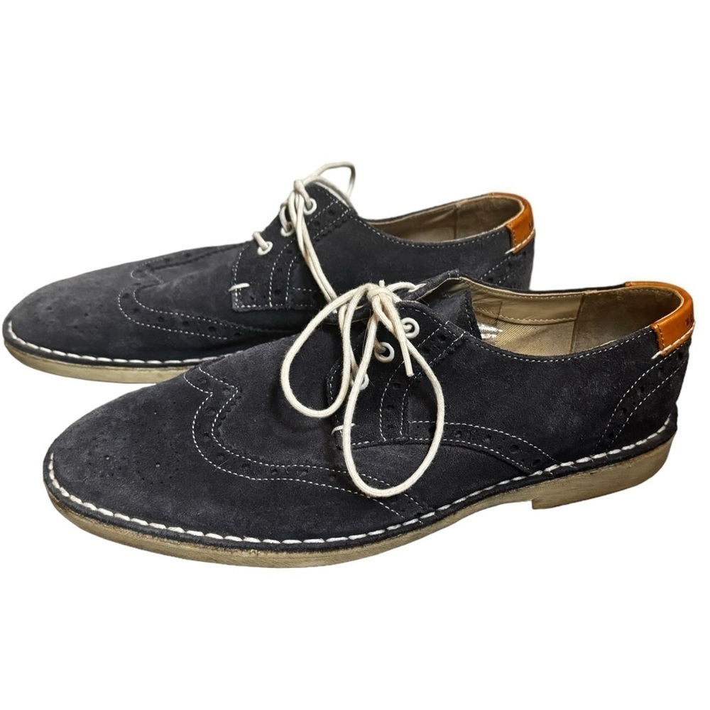 TED BAKER LONDON Men's US 8 Suede Leather Wingtip Oxford Derby Shoes Jamfro Blue - Picture 8 of 17